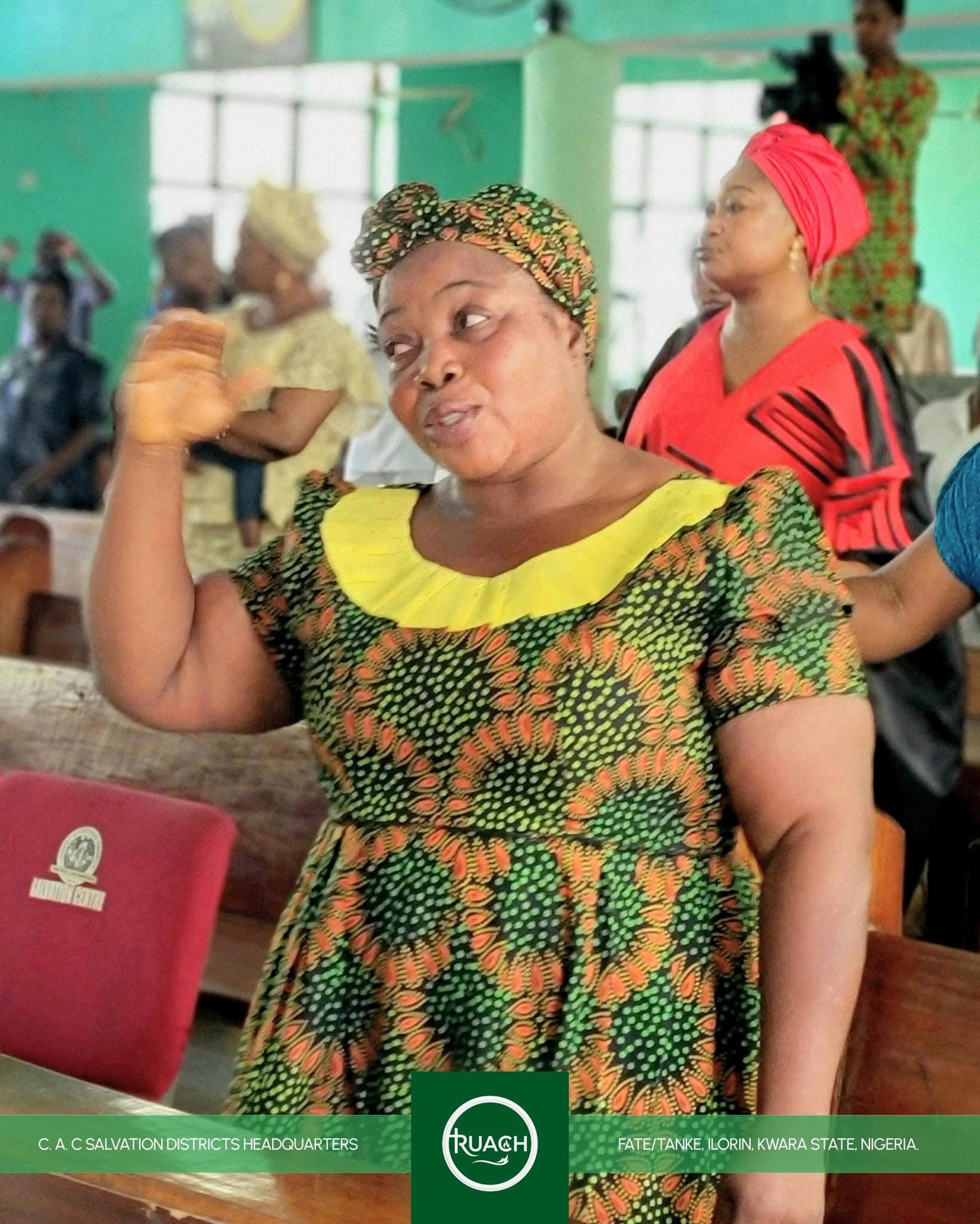 A member of the congregation worshipping during a service at C.A.C Salvation Centre, Ilorin